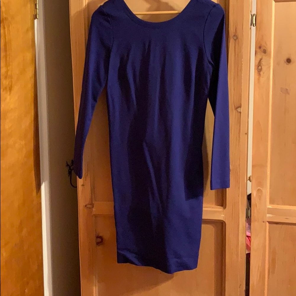 Long sleeve dark electric blue mini dress